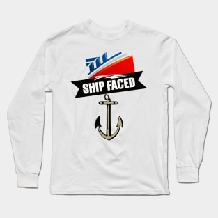 Funny Ship Faced Booze Cruise Boating Nautical Pun Long Sleeve T-Shirt